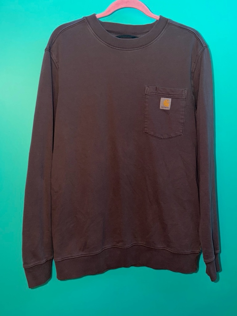 Carhartt Men’s Dark Brown Chest Pocket Crewneck Sweatshirt